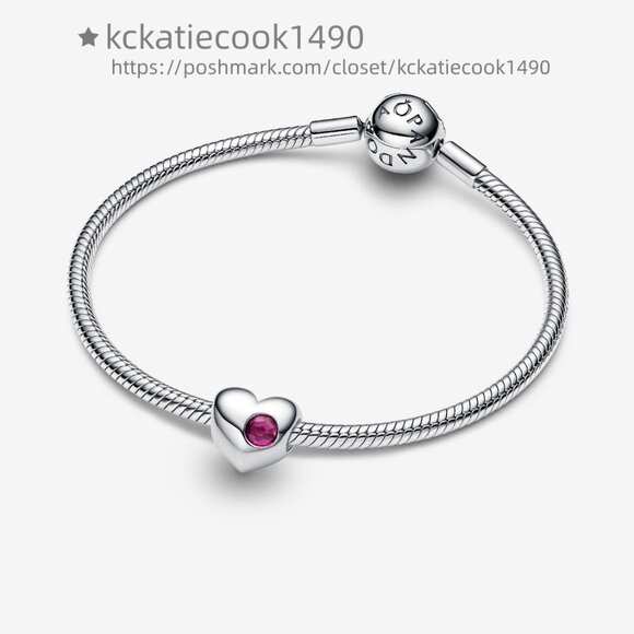 Pandora Engravable True Red Stone Heart Charm - Picture 3 of 6